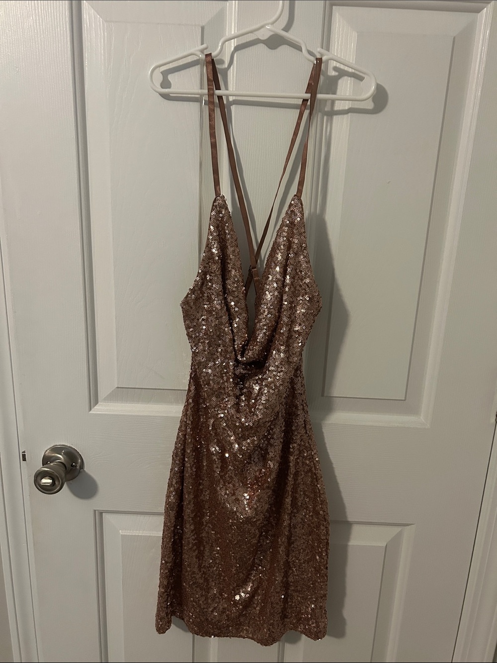 Rose Gold Sequin Mini Dress